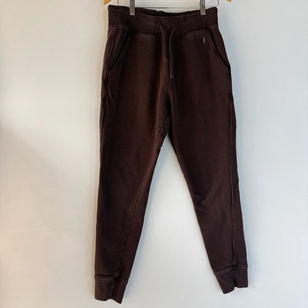 All Saints Raven Joggers Mens M Brown Slim Tapered Organic Cotton Sweatpants